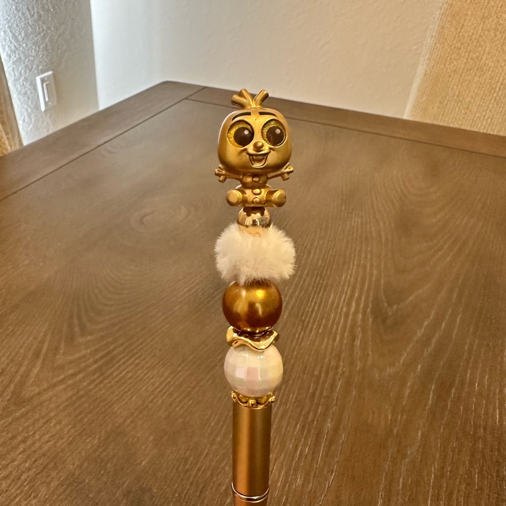 Disney Doorables Gold Olaf Frozen Set‎ Of 2 Beaded Pens with extra Refill Ink - Picture 2 of 6